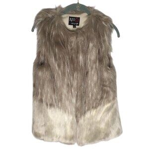 Faux Fur Vest Jacket Womens Small Tan Beige Hippie Boho Mob Wife 70s